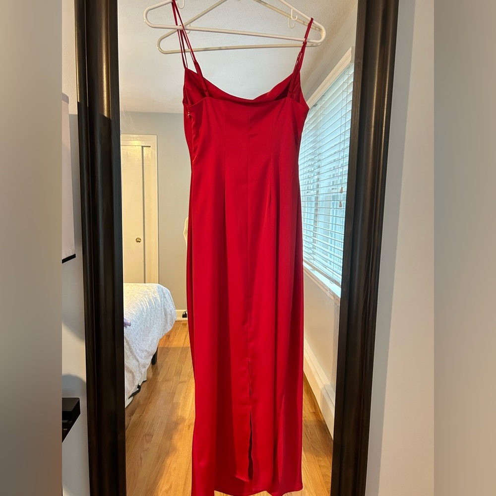 Urban Outfitter Red Cowl Neck Slip Midi Dress